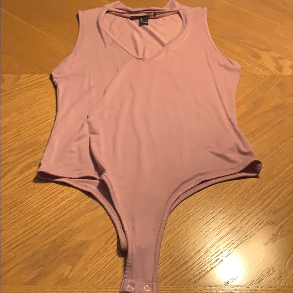 Pink choker body suit